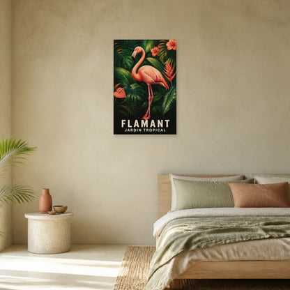 Affiche Flamant – Jardin tropical dans une chambre - Art Virtuoso