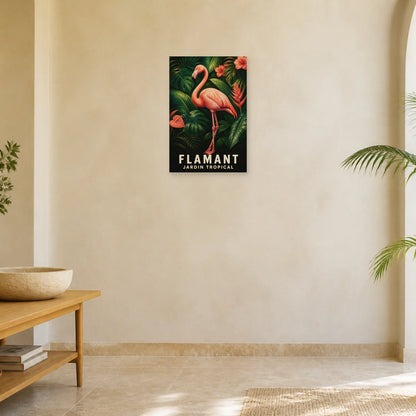 Affiche Flamant – Jardin tropical dans une entrée ou un couloir - Art Virtuoso