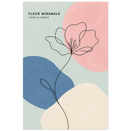Affiche Fleur Minimale – Ligne & Silence, dessin au trait minimaliste verticale, format 30 × 45 cm