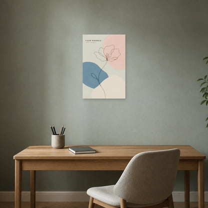 Affiche Fleur Minimale – Ligne & Silence dans un bureau - Art Virtuoso