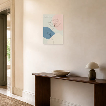 Affiche Fleur Minimale – Ligne & Silence dans une entrée ou un couloir - Art Virtuoso