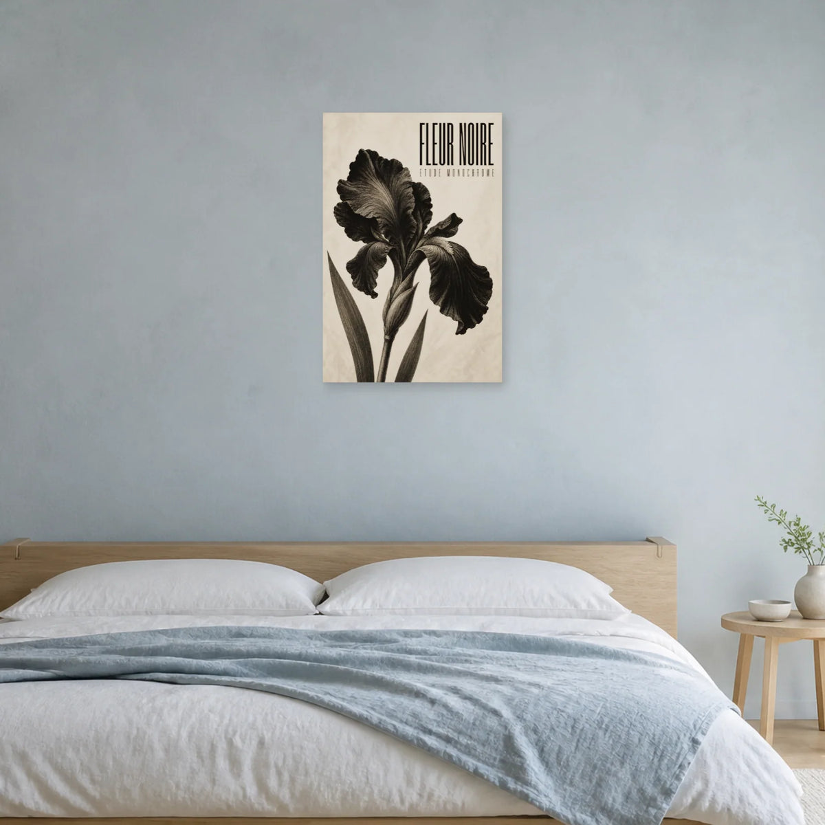 Affiche Fleur Noire – Étude Monochrome dans une chambre - Art Virtuoso