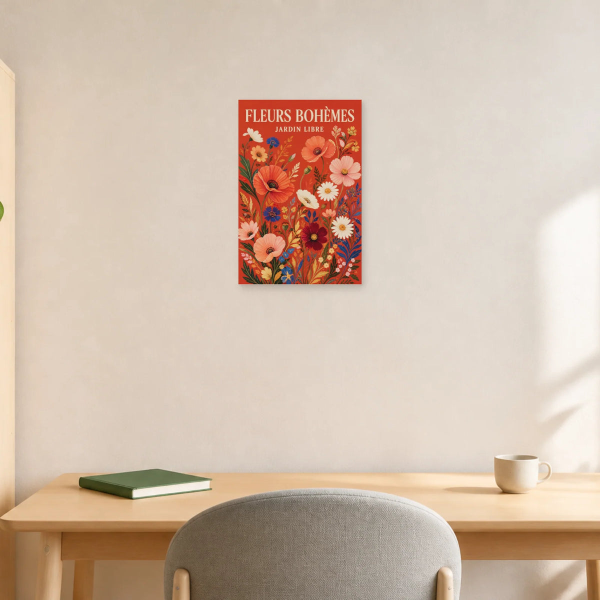 Affiche Fleurs Bohèmes – Jardin Libre dans un bureau - Art Virtuoso