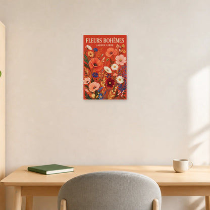 Affiche Fleurs Bohèmes – Jardin Libre dans un bureau - Art Virtuoso