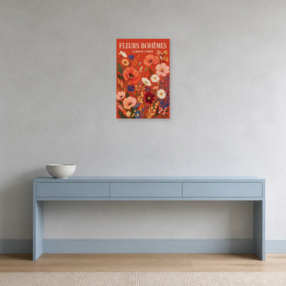 Affiche Fleurs Bohèmes – Jardin Libre dans une entrée ou un couloir - Art Virtuoso