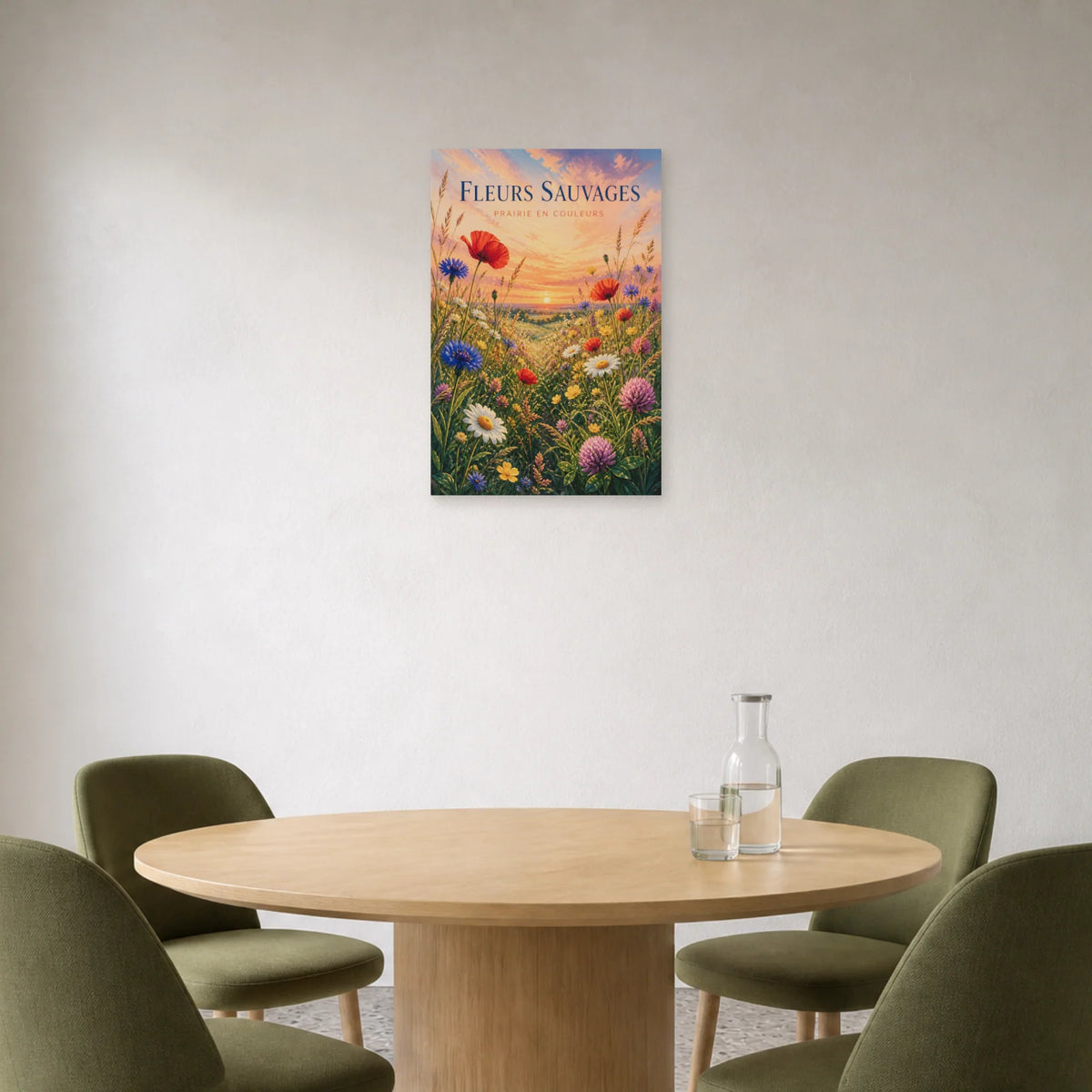 Affiche Fleurs Sauvages – Prairie en Couleurs dans une salle à manger - Art Virtuoso