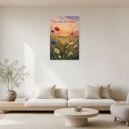 Affiche Fleurs Sauvages – Prairie en Couleurs dans un salon - Art Virtuoso