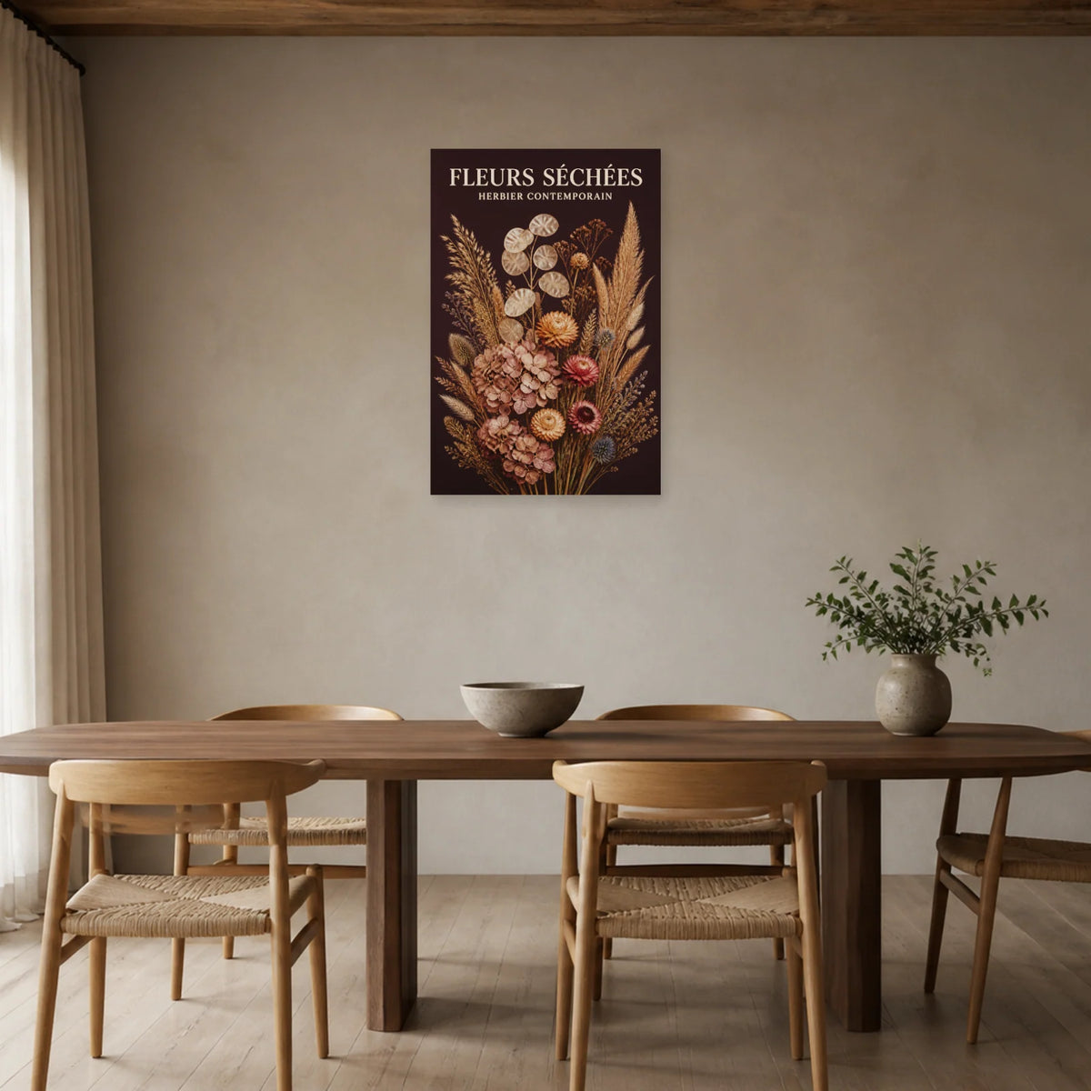 Affiche Fleurs Séchées – Herbier Contemporain dans une salle à manger - Art Virtuoso