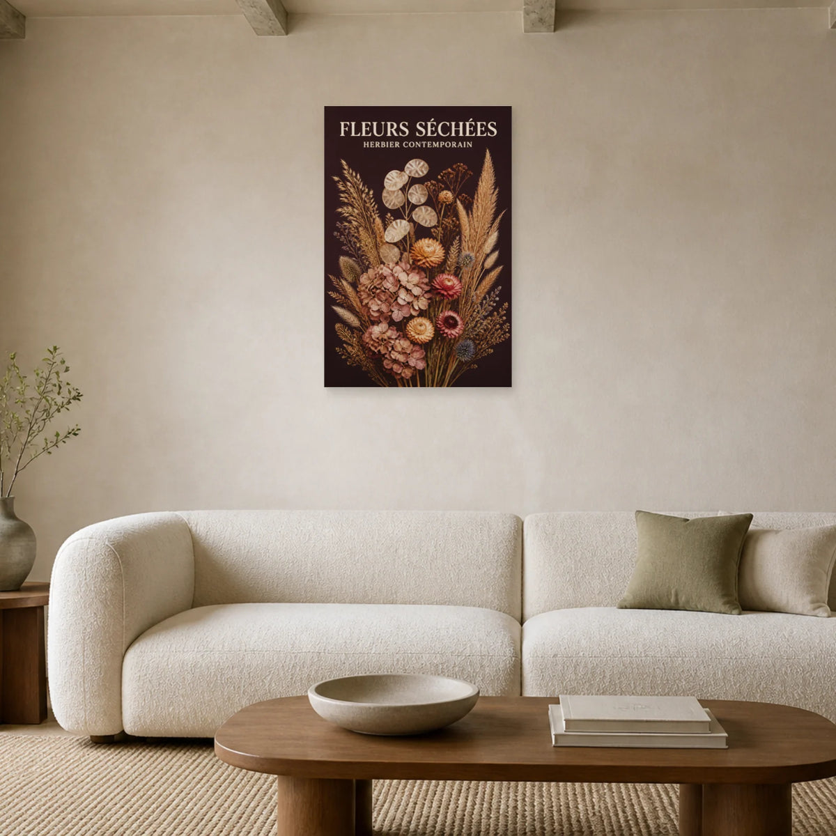 Affiche Fleurs Séchées – Herbier Contemporain dans un salon - Art Virtuoso