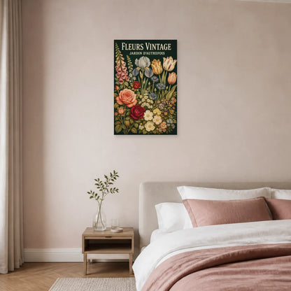 Affiche Fleurs Vintage – Jardin d’Autrefois dans une chambre - Art Virtuoso
