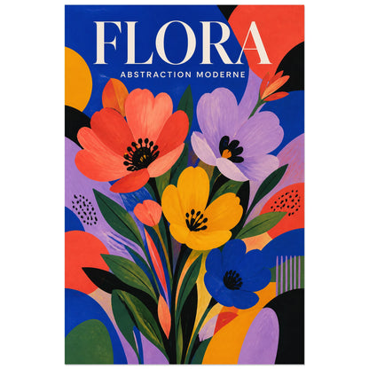 Affiche Flora – Abstraction Moderne, gouache abstraite et sérigraphie verticale, format 30 × 45 cm