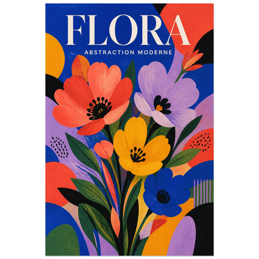 Affiche Flora – Abstraction Moderne, gouache abstraite et sérigraphie verticale, format 30 × 45 cm
