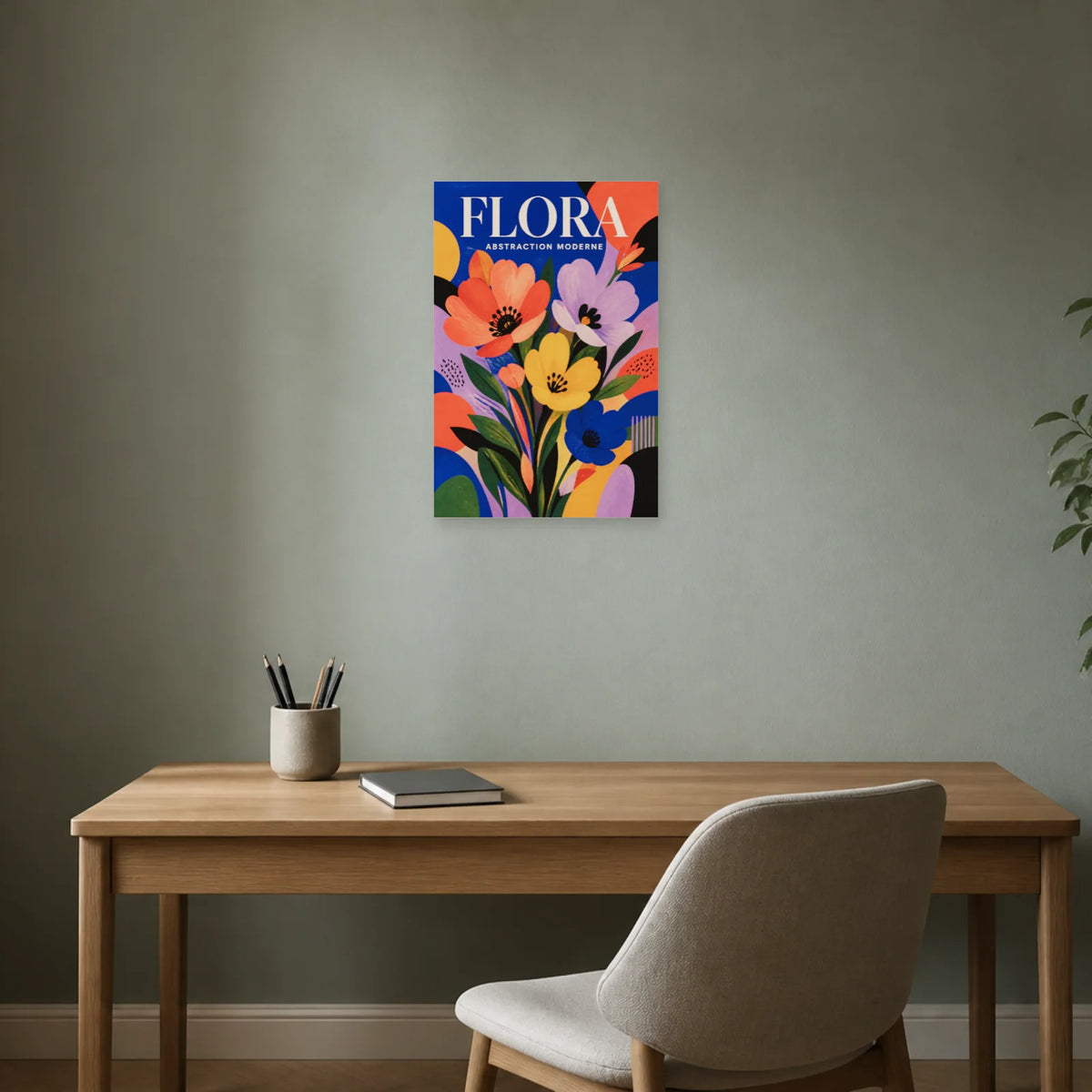 Affiche Flora – Abstraction Moderne dans un bureau - Art Virtuoso