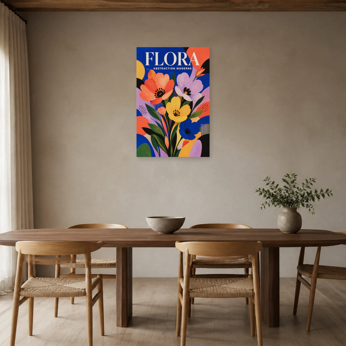 Affiche Flora – Abstraction Moderne dans une salle à manger - Art Virtuoso