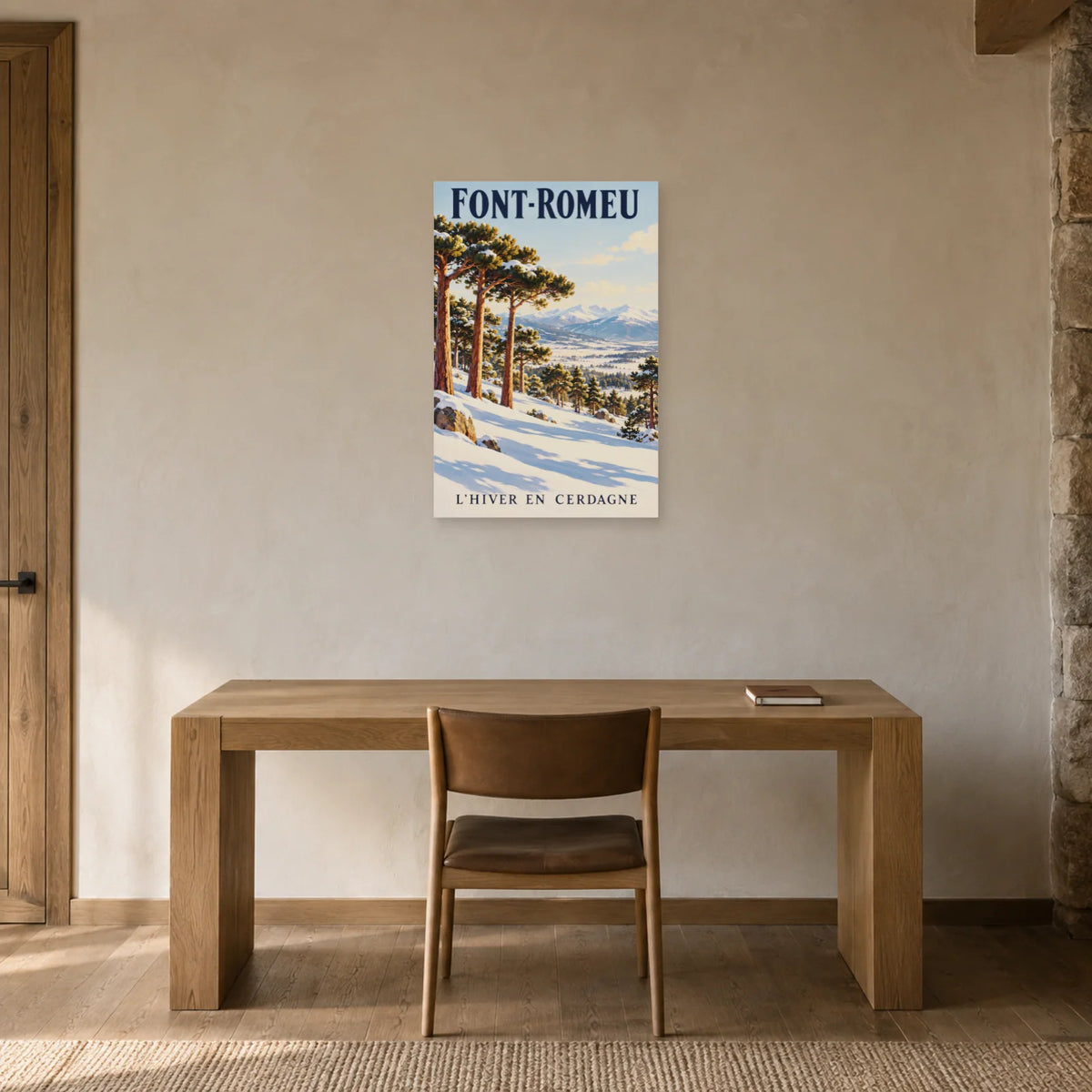 Affiche Font-Romeu - Pins et neige dans un bureau - Art Virtuoso