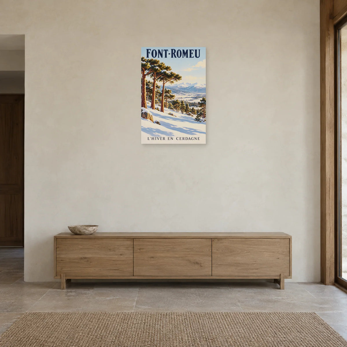 Affiche Font-Romeu - Pins et neige dans une entrée ou un couloir - Art Virtuoso