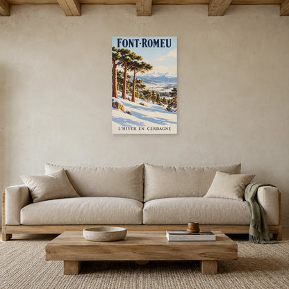 Affiche Font-Romeu - Pins et neige dans un salon - Art Virtuoso