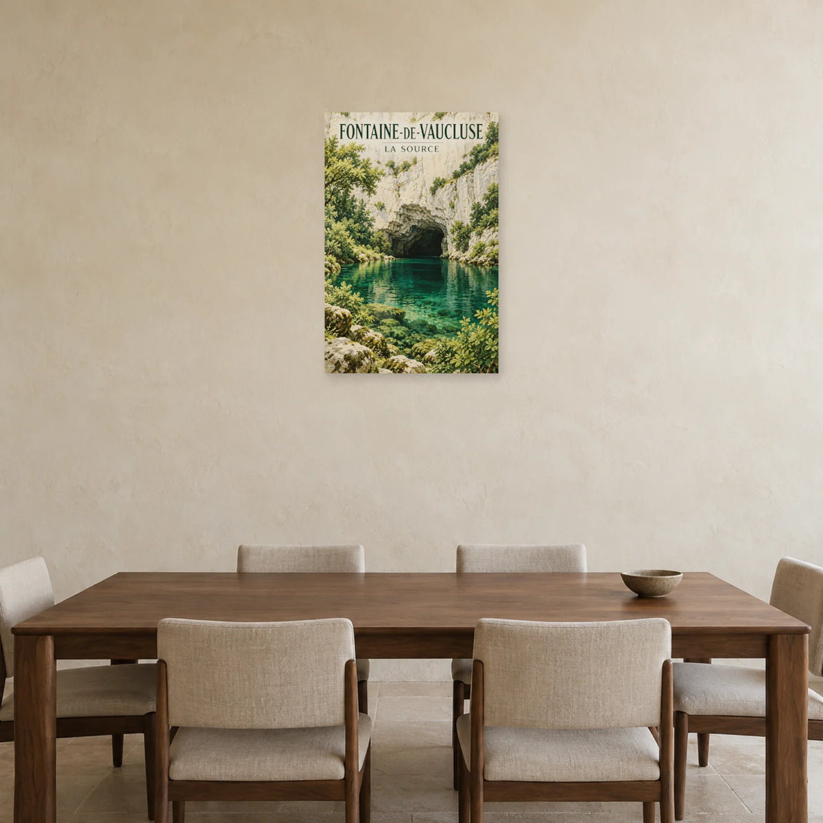 Affiche Fontaine-de-Vaucluse La source dans une salle à manger - Art Virtuoso