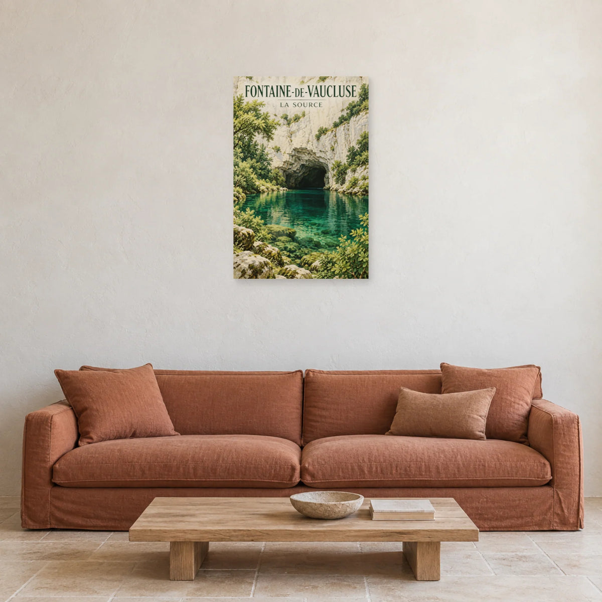 Affiche Fontaine-de-Vaucluse La source dans un salon - Art Virtuoso
