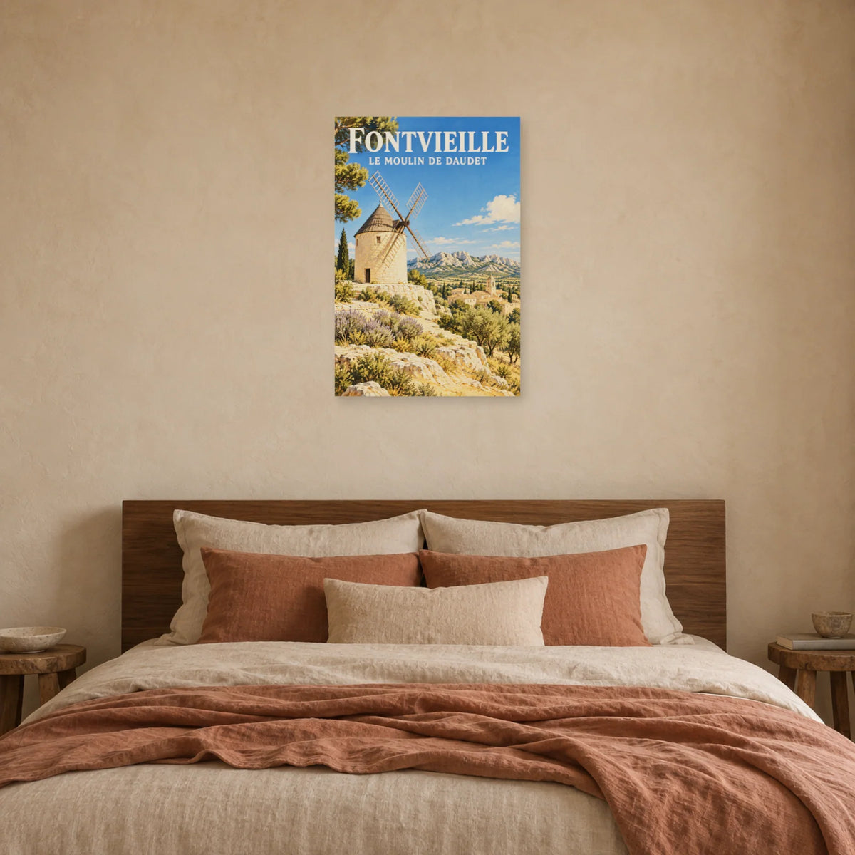 Affiche Fontvieille Moulin de Daudet dans une chambre - Art Virtuoso