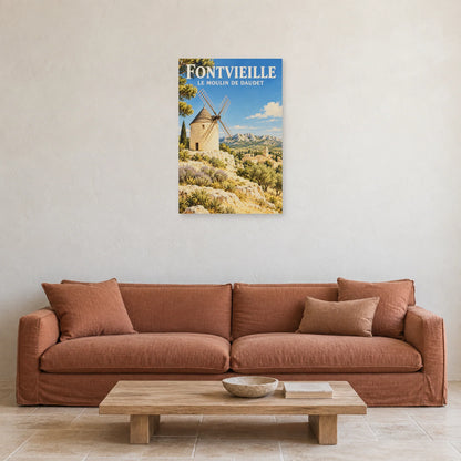 Affiche Fontvieille Moulin de Daudet dans un salon - Art Virtuoso