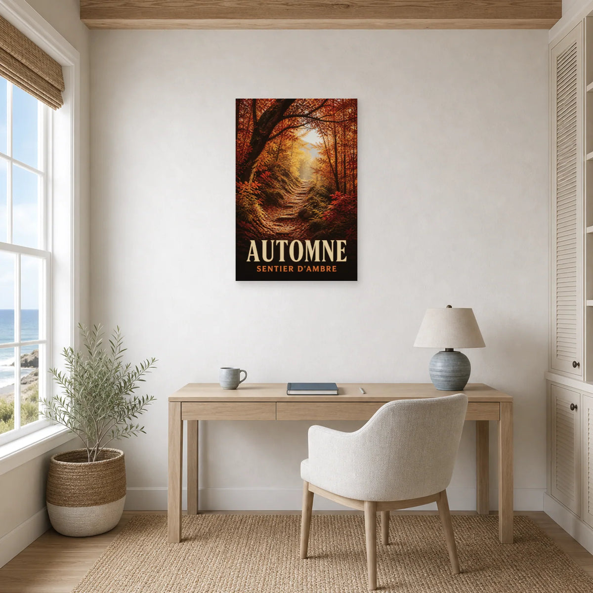 Affiche Automne – Sentier d'Ambre dans un bureau - Art Virtuoso