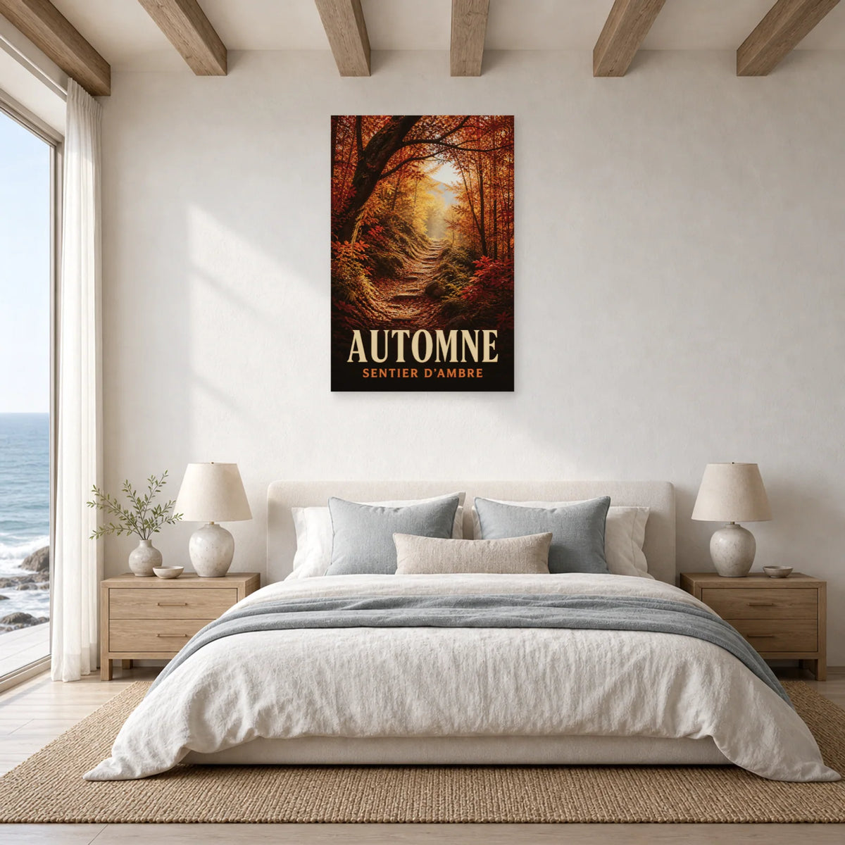 Affiche Automne – Sentier d'Ambre dans une chambre - Art Virtuoso