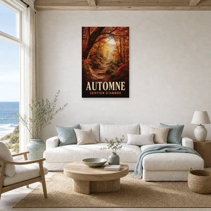 Affiche Automne – Sentier d'Ambre dans un salon - Art Virtuoso