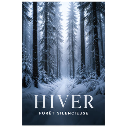 Affiche Hiver – Forêt Silencieuse, photographie de paysage hivernal verticale, format 30 × 45 cm