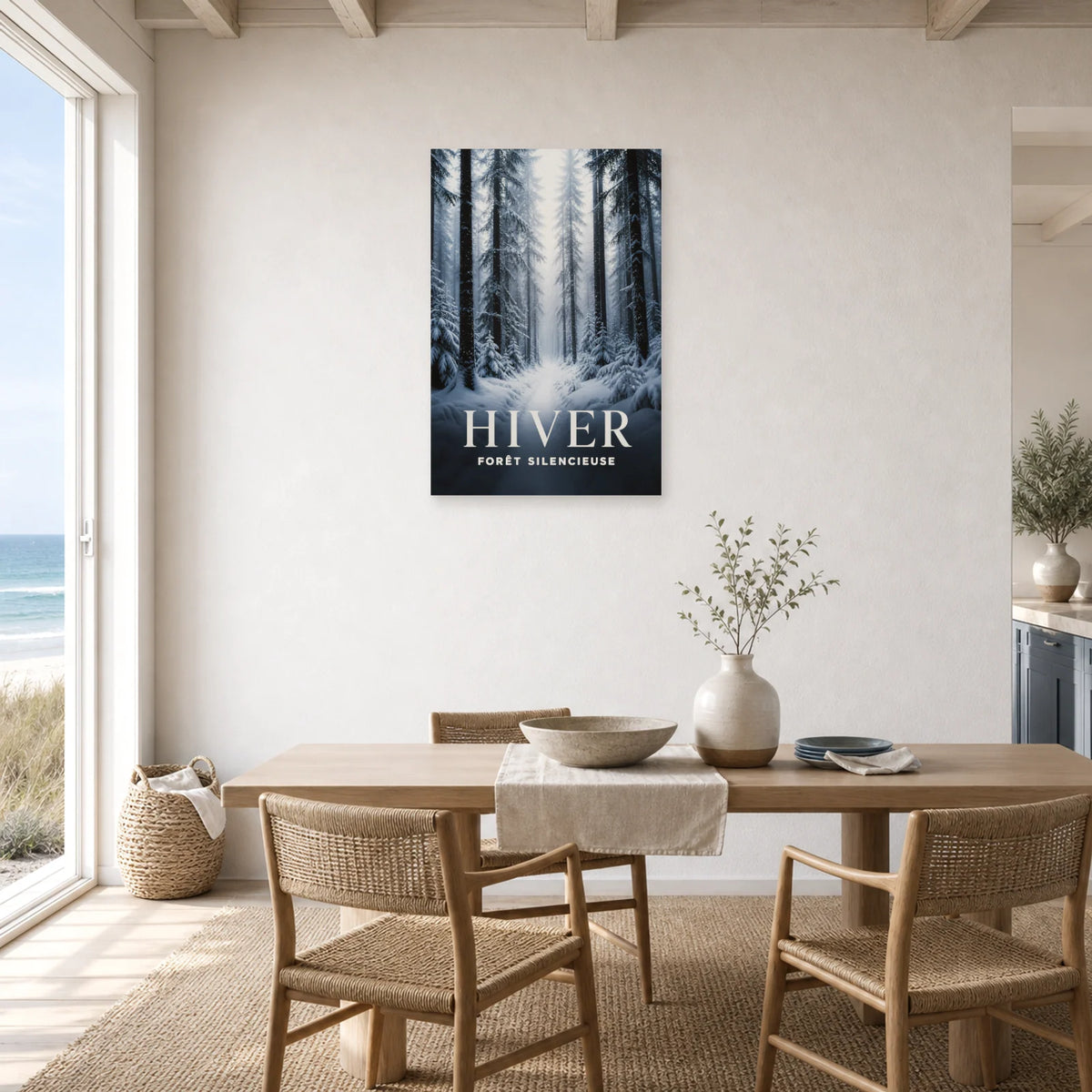 Affiche Hiver – Forêt Silencieuse dans une salle à manger - Art Virtuoso