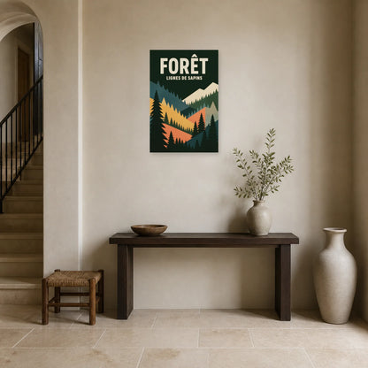 Affiche Forêt – Lignes de sapins dans une entrée ou un couloir - Art Virtuoso