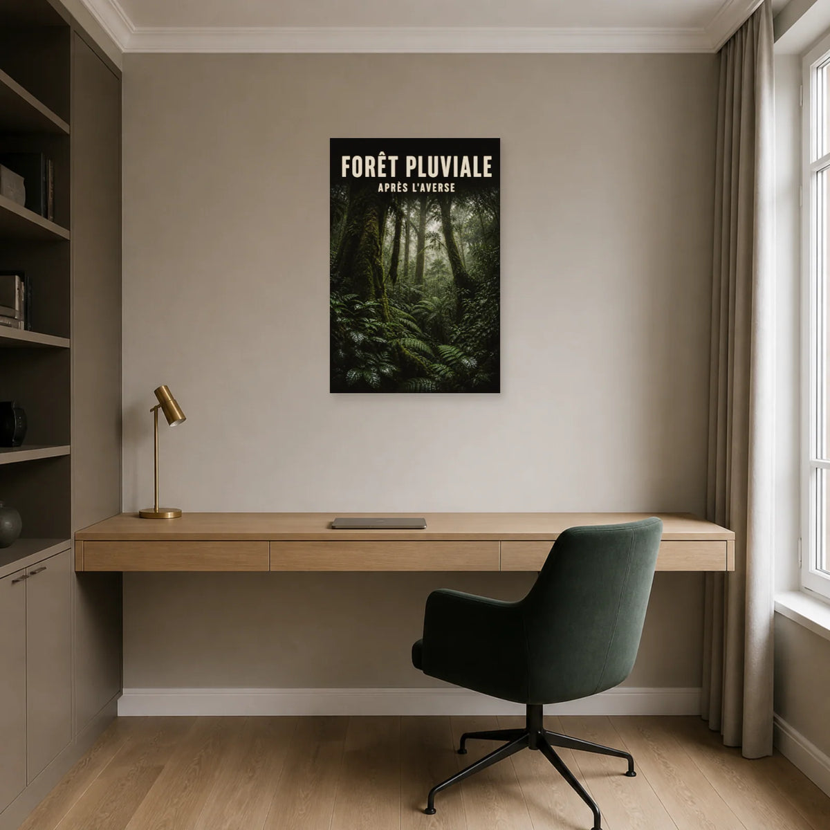 Affiche Forêt pluviale – Après l’averse dans un bureau - Art Virtuoso