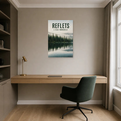 Affiche Reflets – L’eau immobile dans un bureau - Art Virtuoso