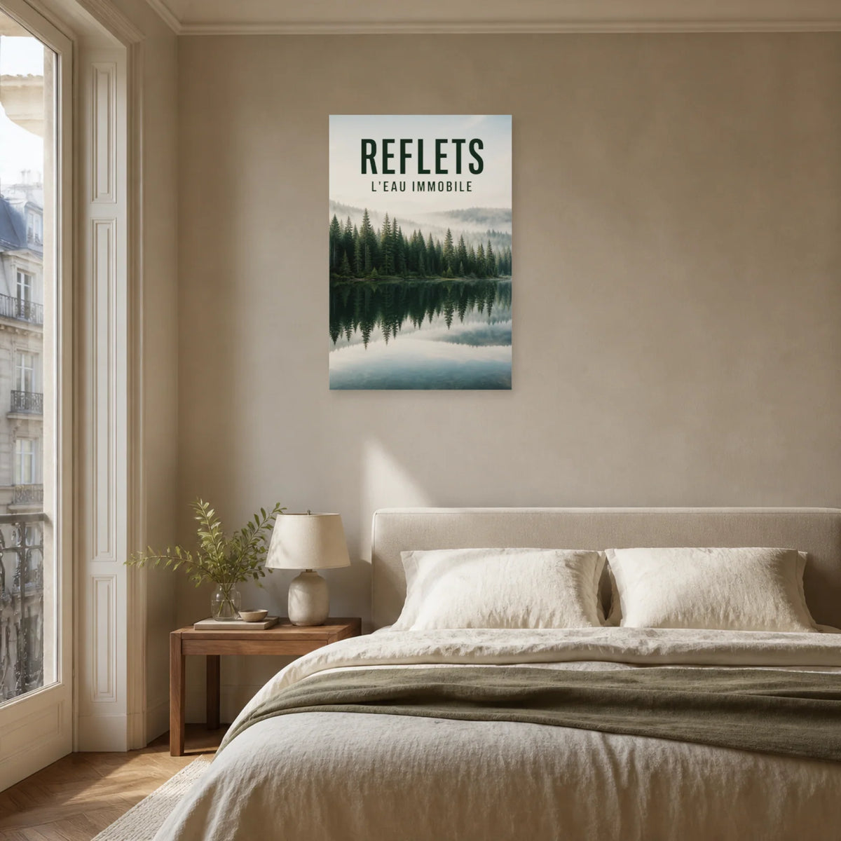 Affiche Reflets – L’eau immobile dans une chambre - Art Virtuoso