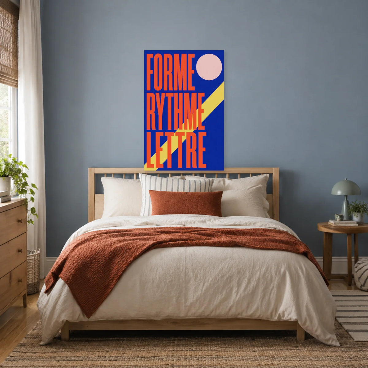 Affiche Forme rythme lettre, manifeste graphique dans une chambre - Art Virtuoso
