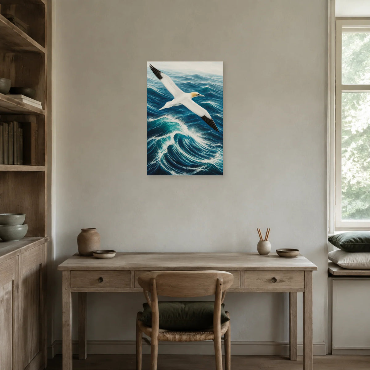 Affiche Fou de Bassan au-dessus de l’océan dans un bureau - Art Virtuoso