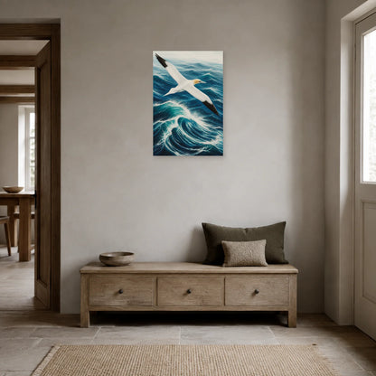 Affiche Fou de Bassan au-dessus de l’océan dans une entrée ou un couloir - Art Virtuoso