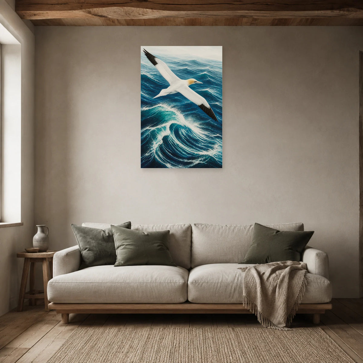 Affiche Fou de Bassan au-dessus de l’océan dans un salon - Art Virtuoso