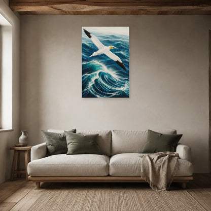 Affiche Fou de Bassan au-dessus de l’océan dans un salon - Art Virtuoso
