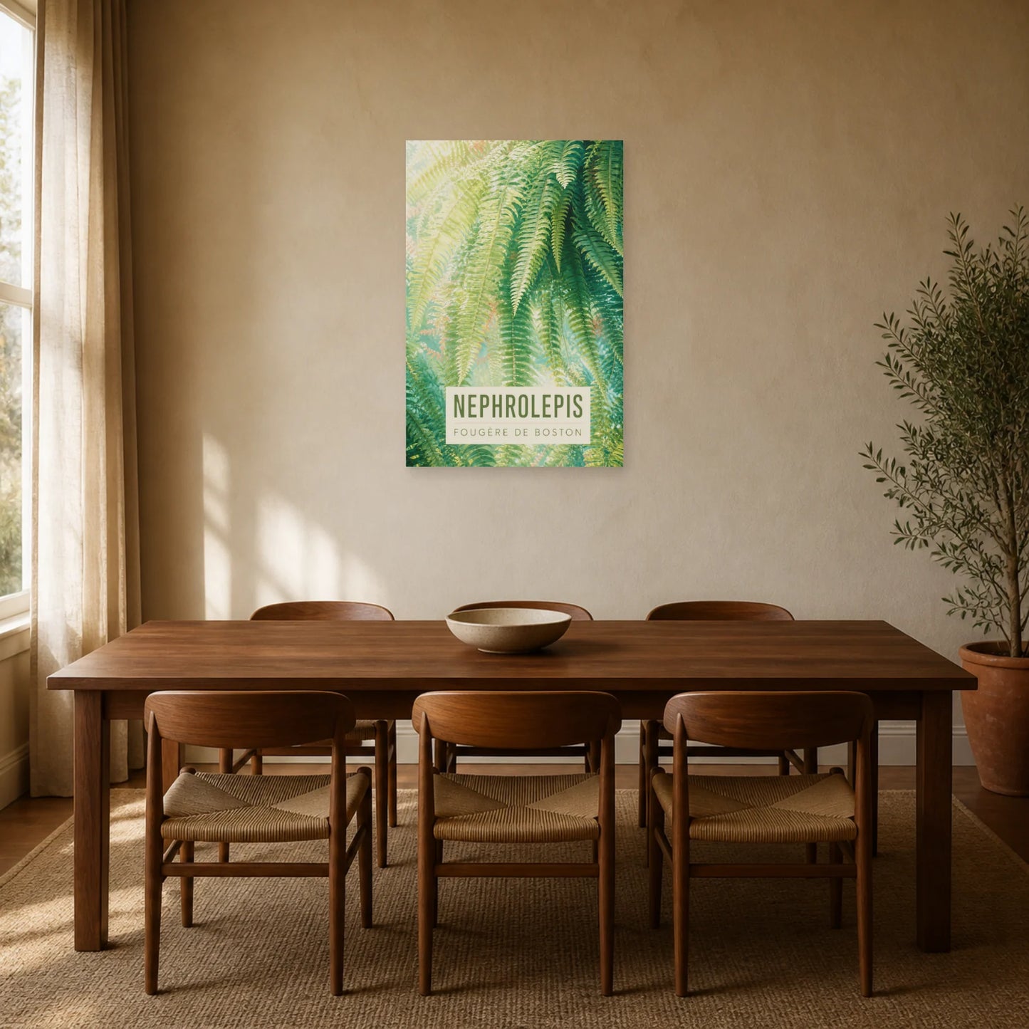 Affiche Nephrolepis – Fougère de Boston dans une salle à manger - Art Virtuoso