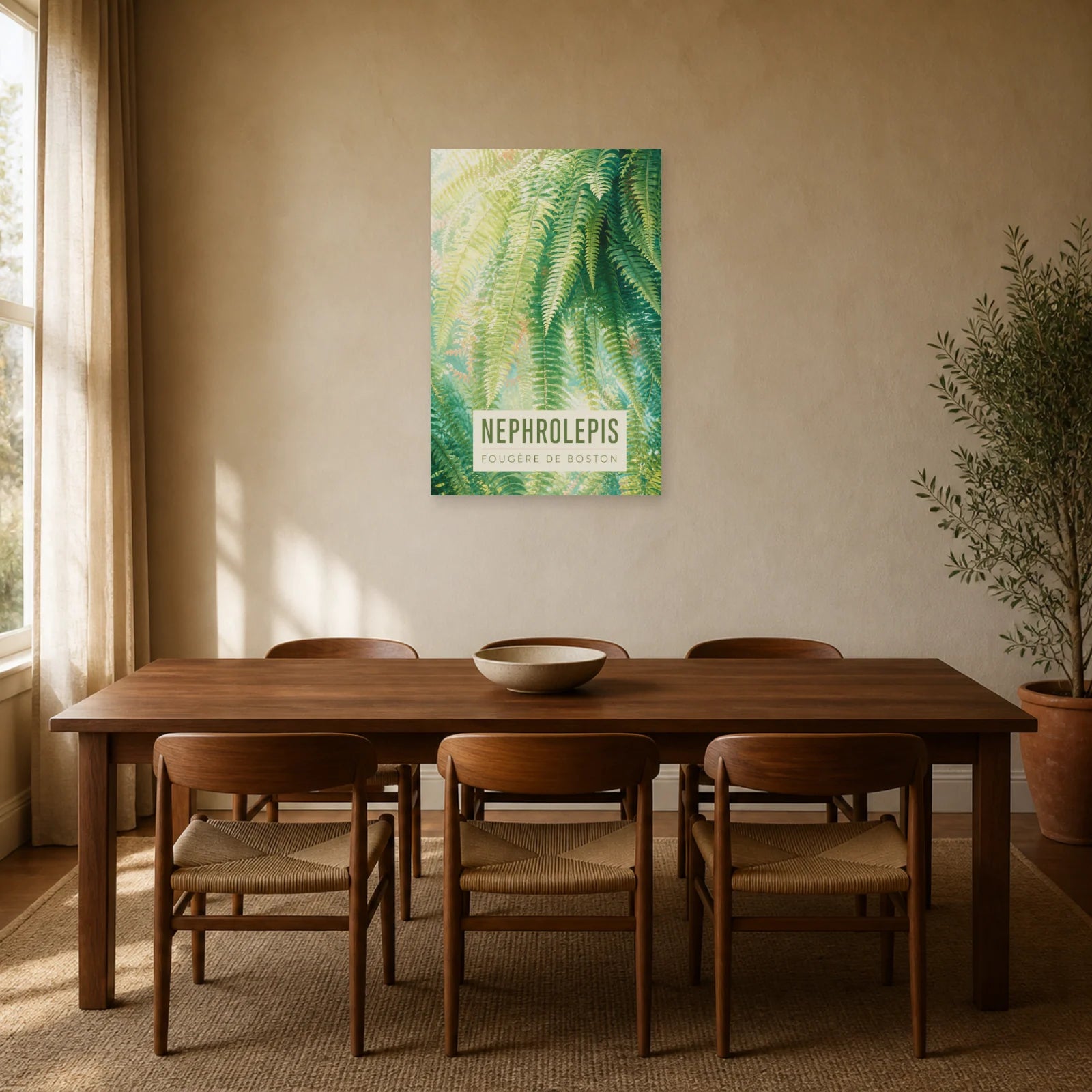 Affiche Nephrolepis – Fougère de Boston dans une salle à manger - Art Virtuoso