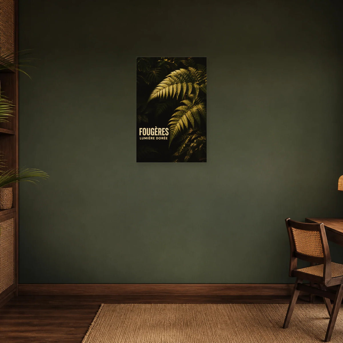 Affiche Fougères – Lumière dorée dans un bureau - Art Virtuoso
