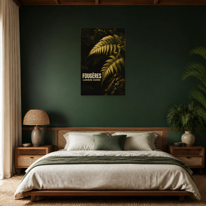 Affiche Fougères – Lumière dorée dans une chambre - Art Virtuoso