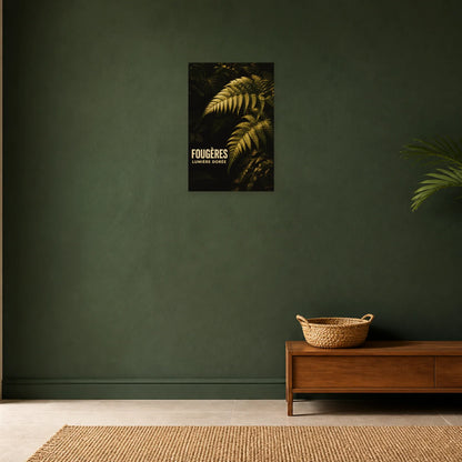 Affiche Fougères – Lumière dorée dans une entrée ou un couloir - Art Virtuoso