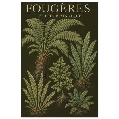 Affiche Fougères – Étude Botanique, illustration éditoriale verticale, format 30 × 45 cm