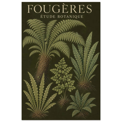 Affiche Fougères – Étude Botanique, illustration éditoriale verticale, format 40 × 60 cm