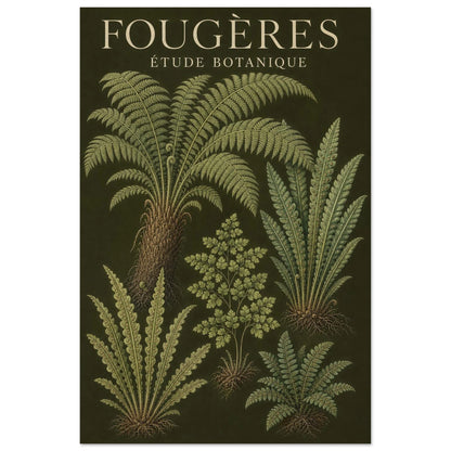 Affiche Fougères – Étude Botanique, illustration éditoriale verticale, format 60 × 90 cm