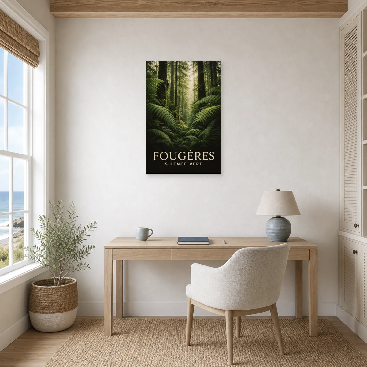 Affiche Fougères – Silence Vert dans un bureau - Art Virtuoso
