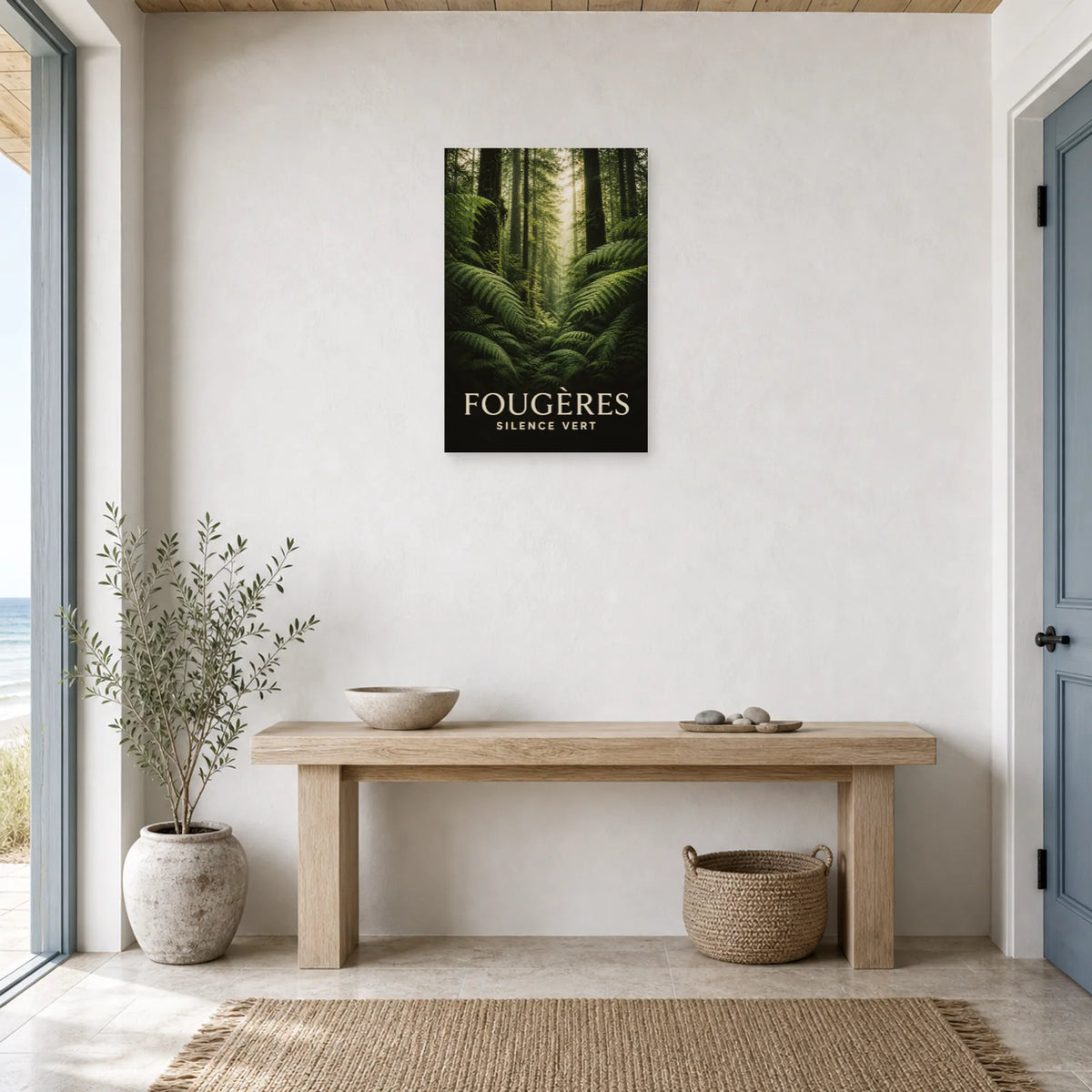 Affiche Fougères – Silence Vert dans une entrée ou un couloir - Art Virtuoso