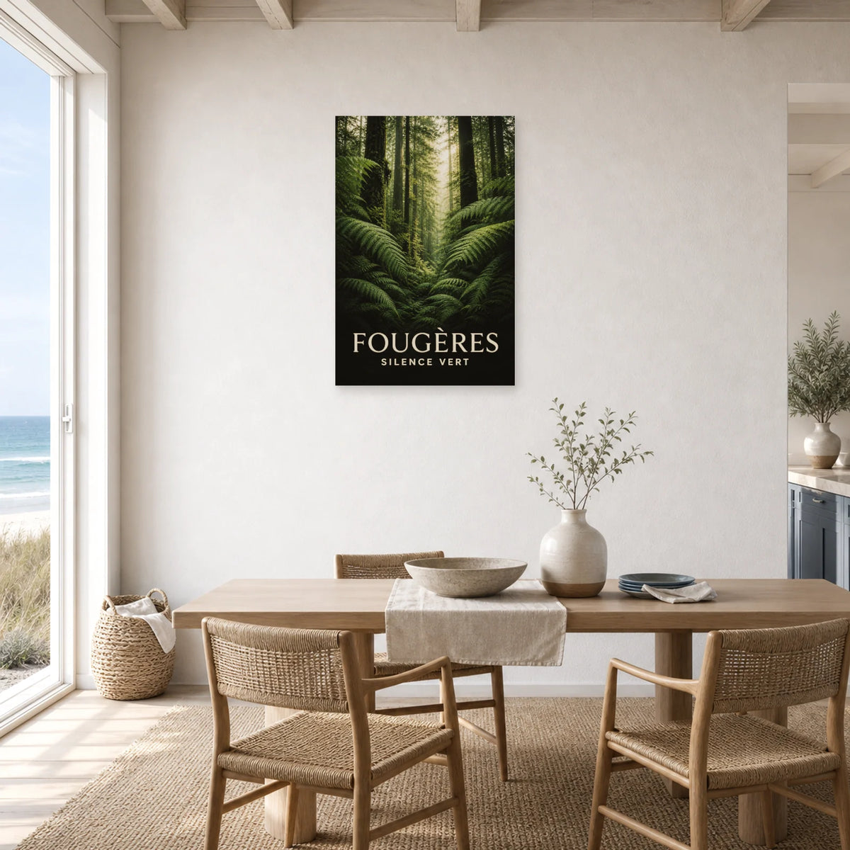 Affiche Fougères – Silence Vert dans une salle à manger - Art Virtuoso